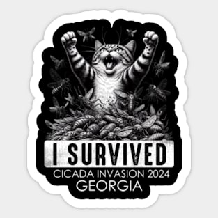 Georgia Cicada Invasion Survivor Funny Cat Sticker